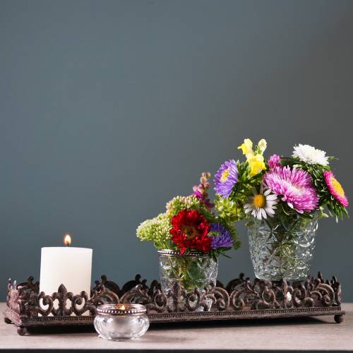 Floristik24 Dekoratyvinis padėklas antikvarinis ruda 2vnt