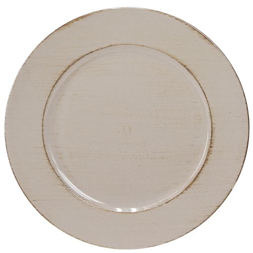 Floristik24 Dekoratyvinė plastikinė lėkštė, pilkai ruda, Ø33 cm