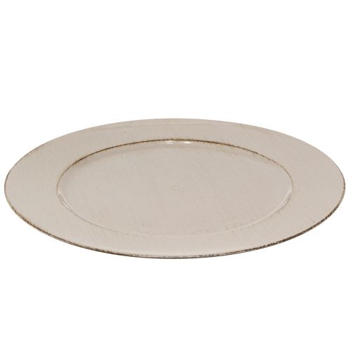 Floristik24 Dekoratyvinė plastikinė lėkštė, pilkai ruda, Ø33 cm