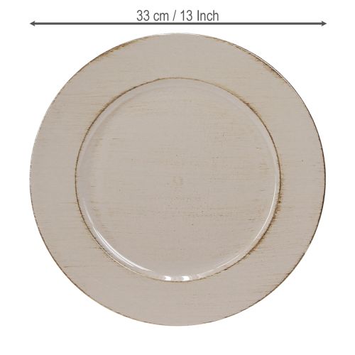 Dekoratyvinė plastikinė lėkštė, pilkai ruda, Ø33 cm | Floristik24.lt