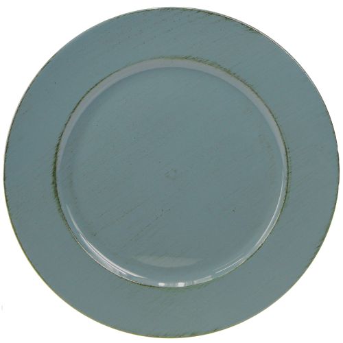 Floristik24 Dekoratyvinė plastikinė lėkštė, dekoratyvinė plastikinė lėkštė, petroletiškai ruda, Ø33cm