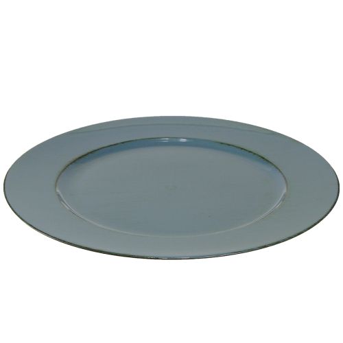 Floristik24 Dekoratyvinė plastikinė lėkštė, dekoratyvinė plastikinė lėkštė, petroletiškai ruda, Ø33cm