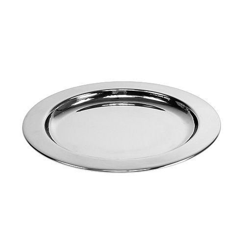 Floristik24 Dekoratyvinė lėkštė iš metalo Ø14,5cm sidabrinė 1vnt