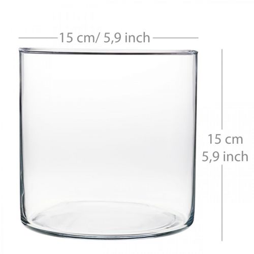 daiktų Dekoratyvinės vazos stiklinis cilindras skaidrus Ø15cm H15cm