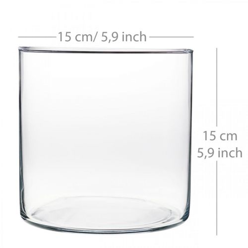 Floristik24 Dekoratyvinės vazos stiklinis cilindras skaidrus Ø15cm H15cm