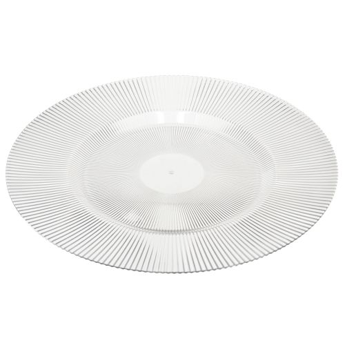 daiktų Dekoratyvinė lėkštė su grioveliais plastikinė lėkštė plastikinė lėkštė skaidri Ø33cm