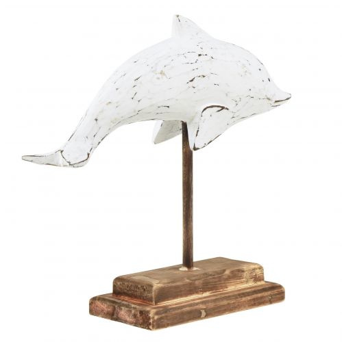 daiktų Delfinų puošmena Albasia Jūrinė medinė dekoracija balta 28×6,5×26cm