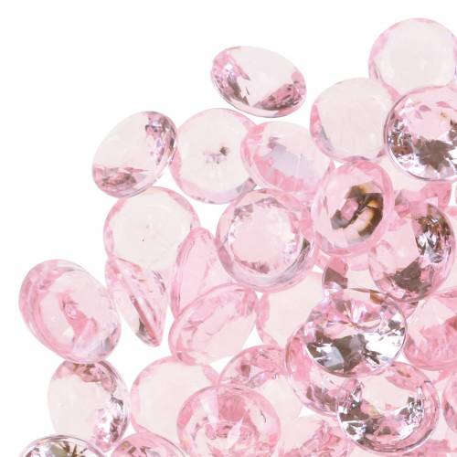 daiktų Dekoratyviniai akmenukai deimantas akrilas šviesiai rožinis Ø1.2cm 175g gimtadienio dekoravimui
