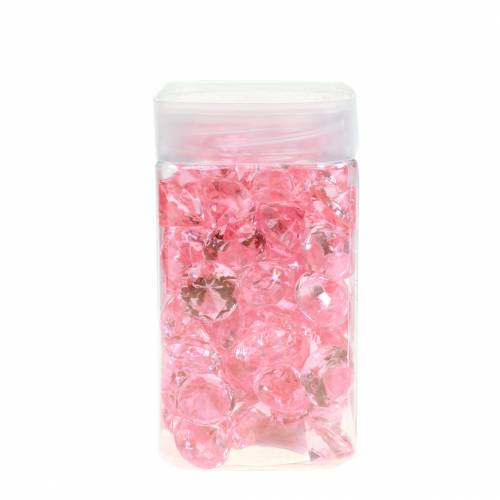 Floristik24 Dekoratyviniai akmenukai deimantas akrilas šviesiai rožinis Ø1.8cm 150g sklaidos dekoracija stalui