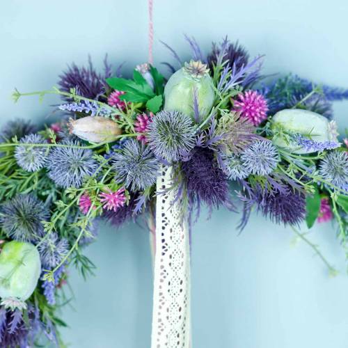 Floristik24 Dirbtinio erškėčio šaka mėlynai violetinė 68cm 3vnt