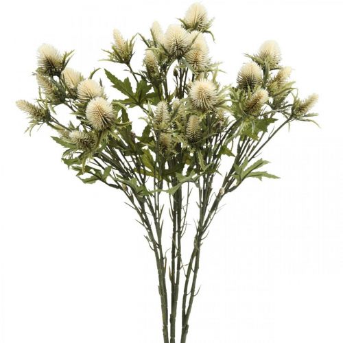 Floristik24 Dirbtinis erškėčio deko šakelės kremas 10 gėlių galvučių 68cm 3vnt