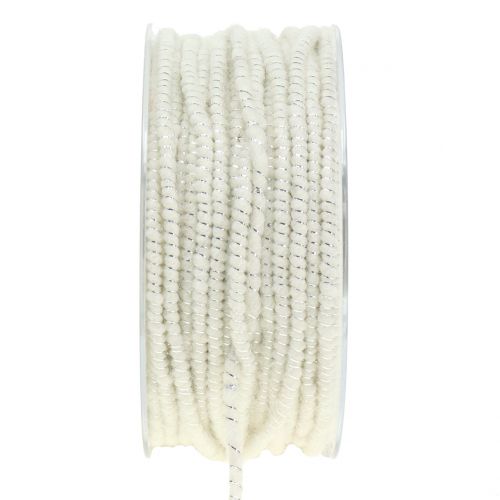 Floristik24 Wick glamour glamour balta / sidabrinė su viela 33m