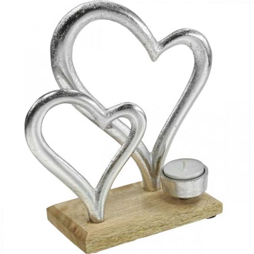 daiktų Arbatos žvakidės laikiklis širdelė metalo puošmena stalo apdaila mediena 22cm