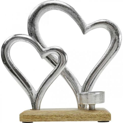 daiktų Arbatos žvakidės laikiklis širdelė metalo puošmena stalo apdaila mediena 22cm