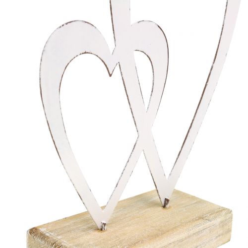 Floristik24 Dviguba širdelė balta prie pėdos H18cm