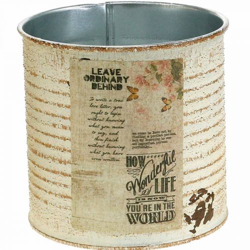 daiktų Planter Cream Metal Shabby Chic Ø11cm H10.5cm