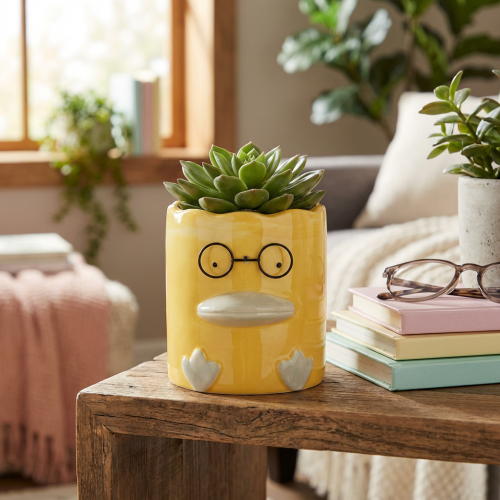 daiktų Cilindrinė dekoratyvinė keraminė ančių vaza stilingiems namams, 13 cm, 2 vnt.