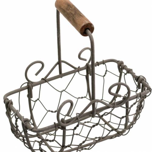 Floristik24 Mini vielinio krepšelio variantas su medine rankena, rūdžių ruda, H10,5–11,5 cm, 9 vnt.