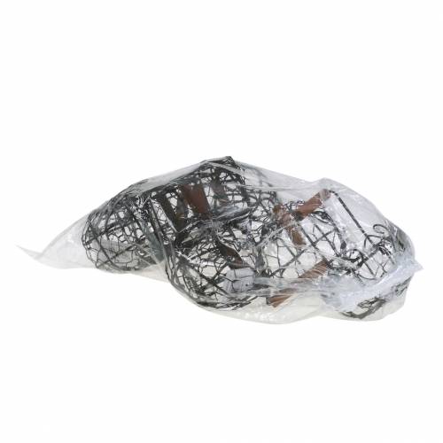 daiktų Mini vielinio krepšelio variantas su medine rankena, rūdžių ruda, H10,5–11,5 cm, 9 vnt.