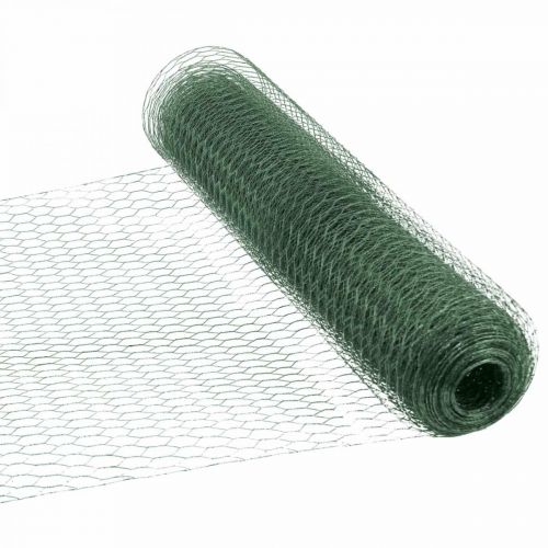 daiktų Šešiakampis tinklelis, žalias vielos tinklelis, padengtas PVC, 50 cm × 10 m