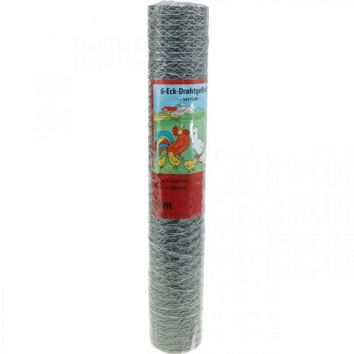 Floristik24 Šešiakampė viela cinkuota sidabrinė triušio viela 50cm×10m