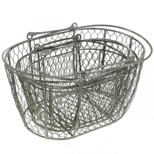 daiktų Vielinis krepšelis, Velykinis krepšelis, dekoratyvinis krepšelis metalinis L32/28,5/25cm rinkinys po 3