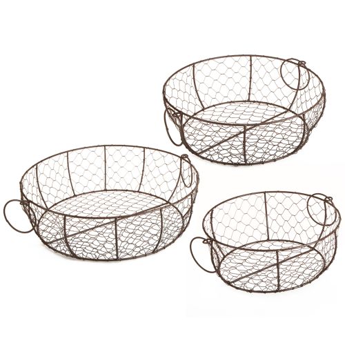 Floristik24 Vielinis krepšinio dubuo su rankena ruda Ø35/30/25 cm rinkinys iš 3