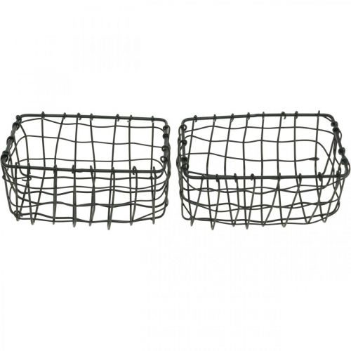 Floristik24 Mini vielos krepšelis, metalinė apdaila, stačiakampis augalų krepšelis L13cm A6,5cm 2vnt