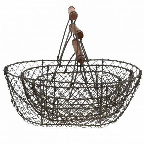 daiktų Vielinis krepšelis su rankena rudo metalo 20/25 / 30cm rinkinys iš 3 vnt