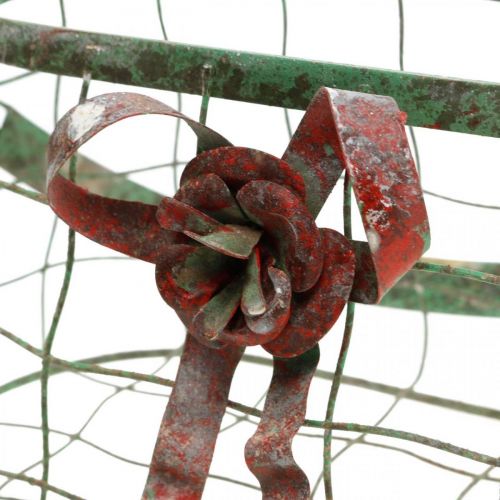 Floristik24 Krepšys su rankena, metalinis krepšelis, vielinė sėjamoji, vazono krepšelis L28,5cm H33cm