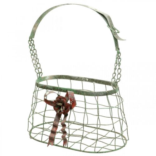 Krepšys su rankena, metalinis krepšelis, vielinė sėjamoji, vazono krepšelis L28,5cm H33cm