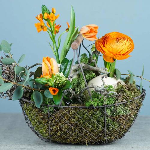Floristik24 Vielinis krepšelis su rankena rudo metalo 20/25 / 30cm rinkinys iš 3 vnt