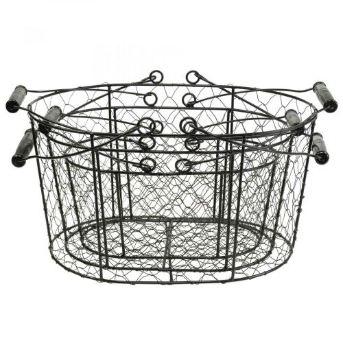 daiktų Vielinis krepšys su rankenomis juodo metalo 35/31/27cm rinkinys 3