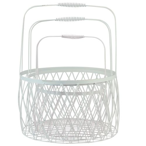 daiktų Vielos krepšelis su rankenos krepšiu balto metalo Ø25/30/35cm rinkinys 3