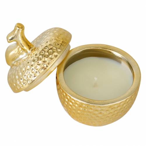 Floristik24 Kvapi žvakė &quot;Spiced Apple&quot; obuolių papuošalų dėžutėje auksinė Ø7,2cm H8,5cm