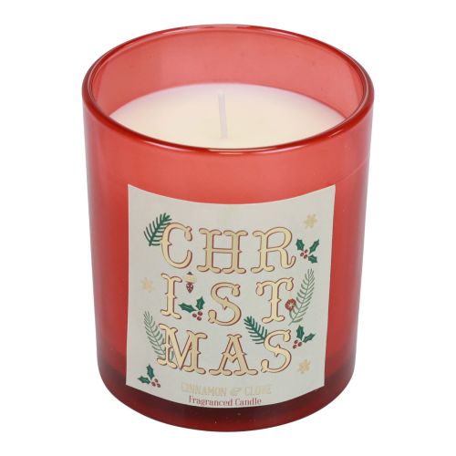 daiktų Kvapioji žvakė Kalėdinė kvapni žvakė stiklinėje raudonoje cinamono gvazdikėlėje Ø8cm