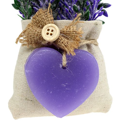 Floristik24 Levandų paketėlis su širdele 18cm