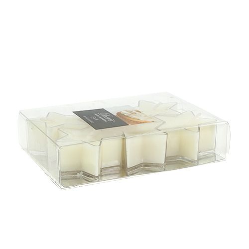Floristik24 Kvepiantis arbatos švieselės žvaigždės formos kremas Ø4cm 6vnt