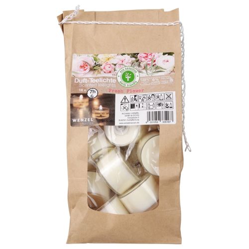 daiktų Kvapios arbatos žvakutės Fresh Flower kvapios arbatos žvakės baltos Ø25cm 7h 18 vnt.