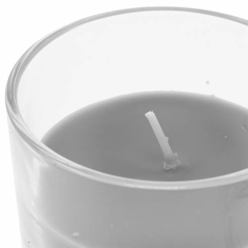 Floristik24 Kvapi žvakė stiklinėje vanilės pilkumo Ø8cm H10,5cm