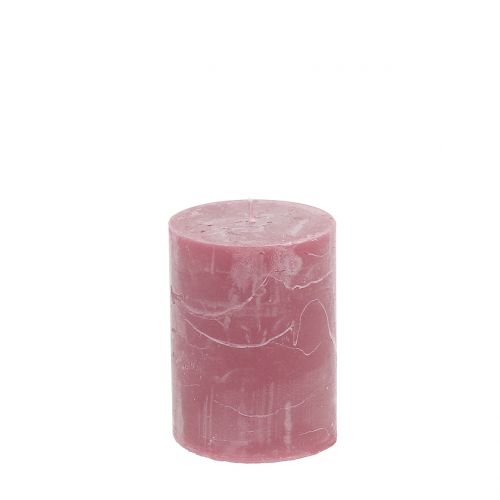 Floristik24 Vienspalvės žvakės senovinės rožinės spalvos 60x80mm 4vnt
