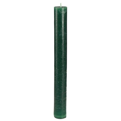 Floristik24 Vienspalvės žvakės tamsiai žalios lazdelės žvakės 34x300mm 4 vnt