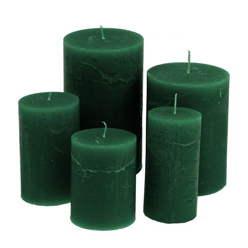Vienspalvės žvakės, tamsiai žalios, įvairių dydžių
