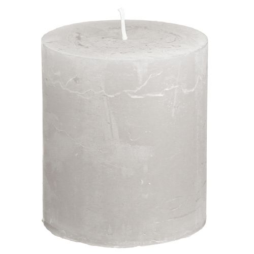 Floristik24 Vienspalvės žvakės šviesiai pilkos stulpinės žvakės 70×80mm 4 vnt