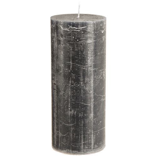Vienspalvės antracito stulpinės žvakės 85x200mm 2 vnt