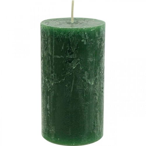 Floristik24 Vienspalvės žvakės Tamsiai žalios stulpinės žvakės 60×110mm 4vnt