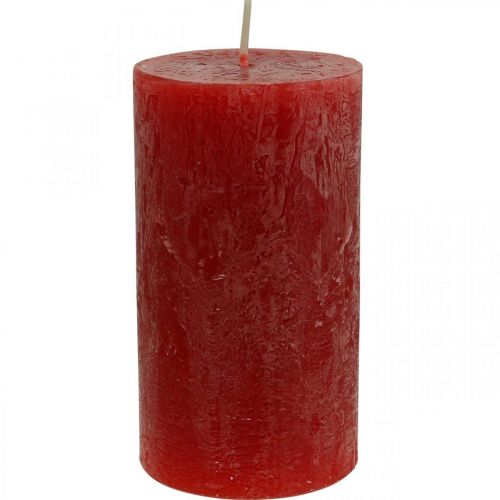 daiktų Spalvotos žvakės Raudona Rustic savaime užgęsta 110×60mm 4vnt