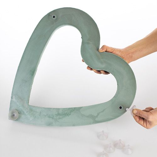 daiktų Gėlių putplasčio širdelė atvira įkišama medžiaga žalia 38cm 2 vnt. vestuvių dekoracija