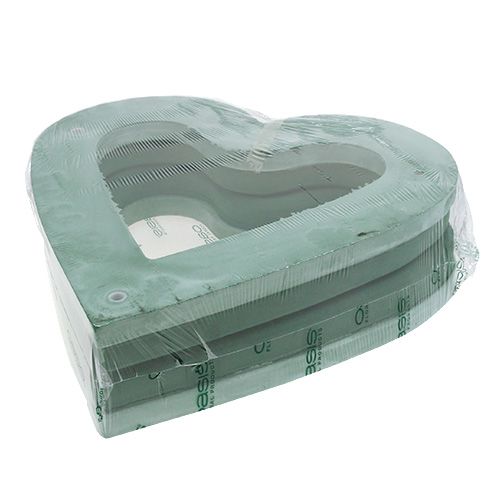 daiktų Gėlių putplasčio širdelė atvira įkišama medžiaga žalia 38cm 2 vnt. vestuvių dekoracija