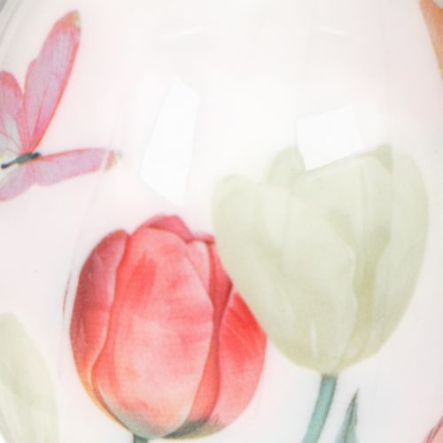 daiktų Velykinių kiaušinių dekoracija, tulpės motyvas su juostele pakabinimui ir pavasarinė dekoracija, 6 cm, 12 vnt.